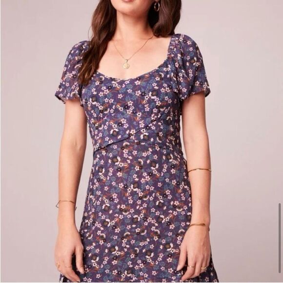 NWT XS Band Of The Free CORALINE PURPLE FLORAL CROSSOVER MINI DRESS - Picture 9 of 14